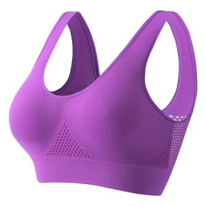 purple wholesale women's plus size breathable wireless push up yoga bra