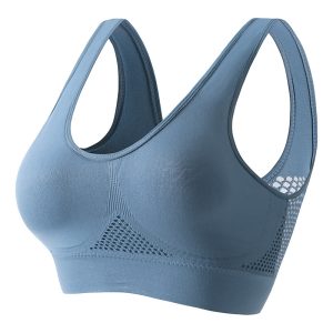 blue wholesale women's plus size breathable wireless push up yoga bra