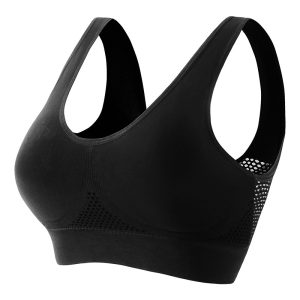 black wholesale women's plus size breathable wireless push up yoga bra