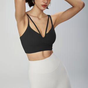women's sexy breathable v neck yoga bra yumesilm