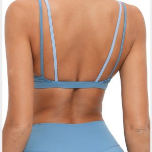 women’s V-neck color-block sports bra yumesilm