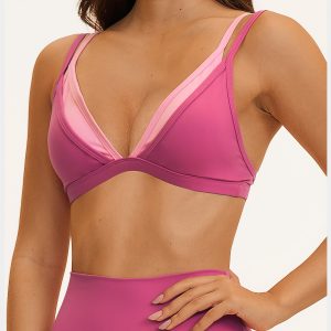 women’s v-neck color-block sports bra yumesilm